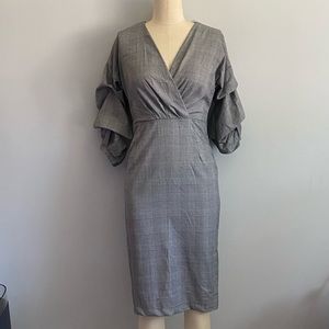 BRAND NEW WITH TAGS Black and White Faux Tweed Pattern Midi Dress Size Small